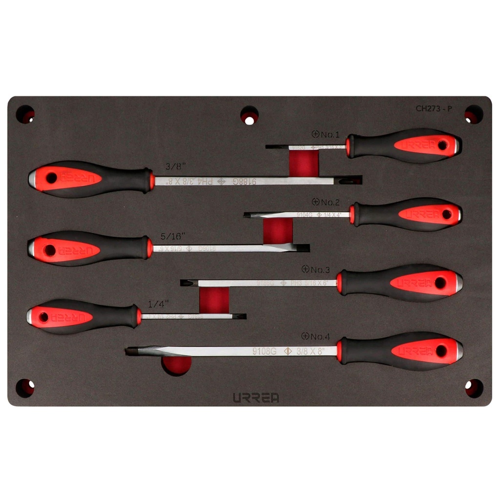 Juego de destornilladores con mango de golpe combinados 7 piezas, CH273P-C Urrea