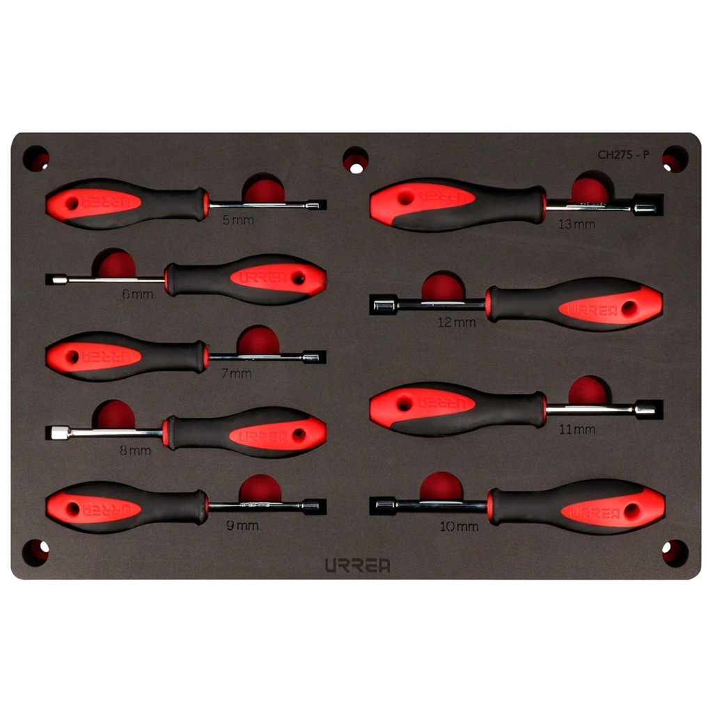 Juego de destornilladores con mango bimaterial de caja combinados 9 piezas, CH275P-C Urrea