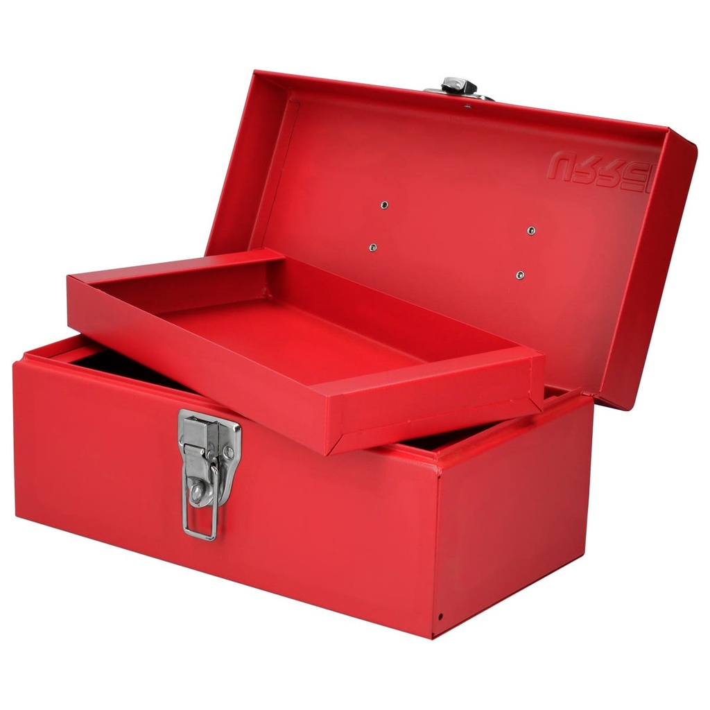 Caja portaherramientas métalica con asa plástica color rojo 11" x 6" x 5" Urrea