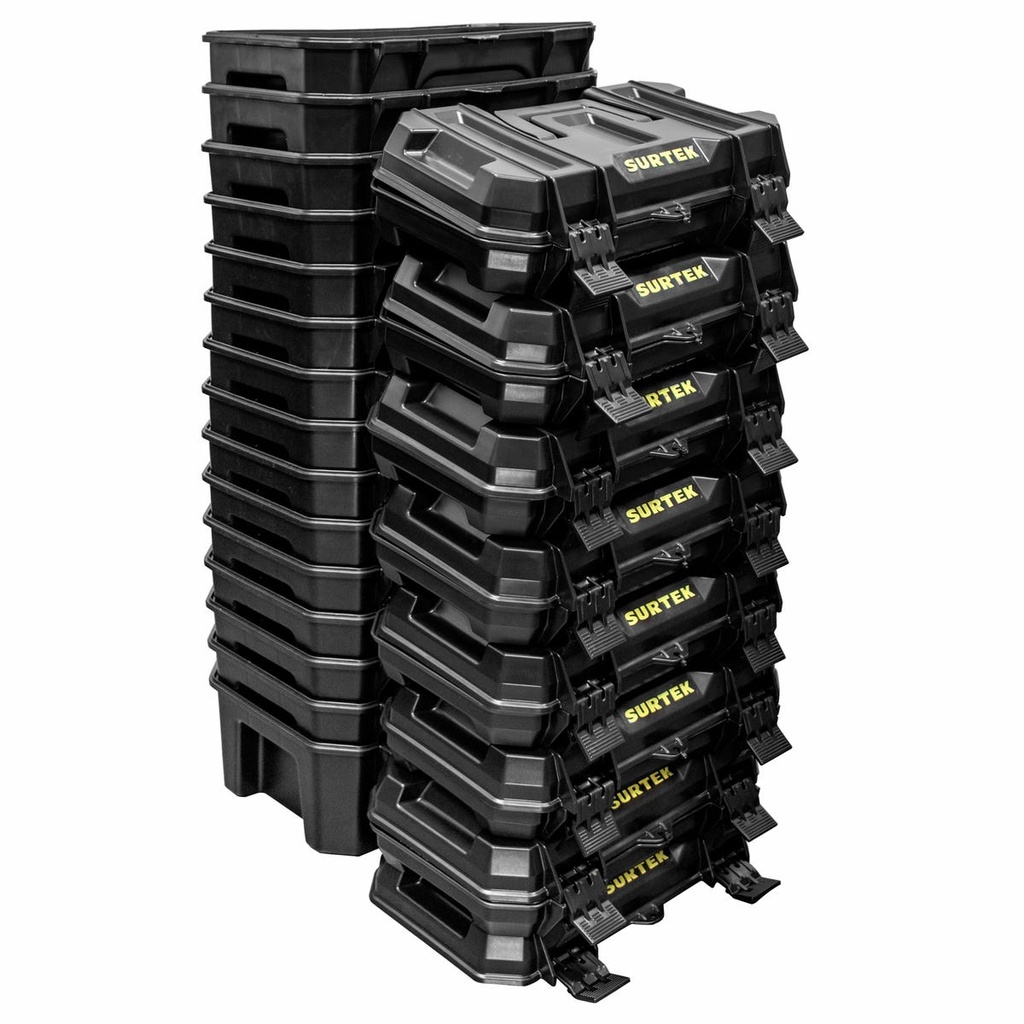 Juego de cajas portaherramientas plásticas con broches plásticos 19" x 10", 15 piezas Surtek