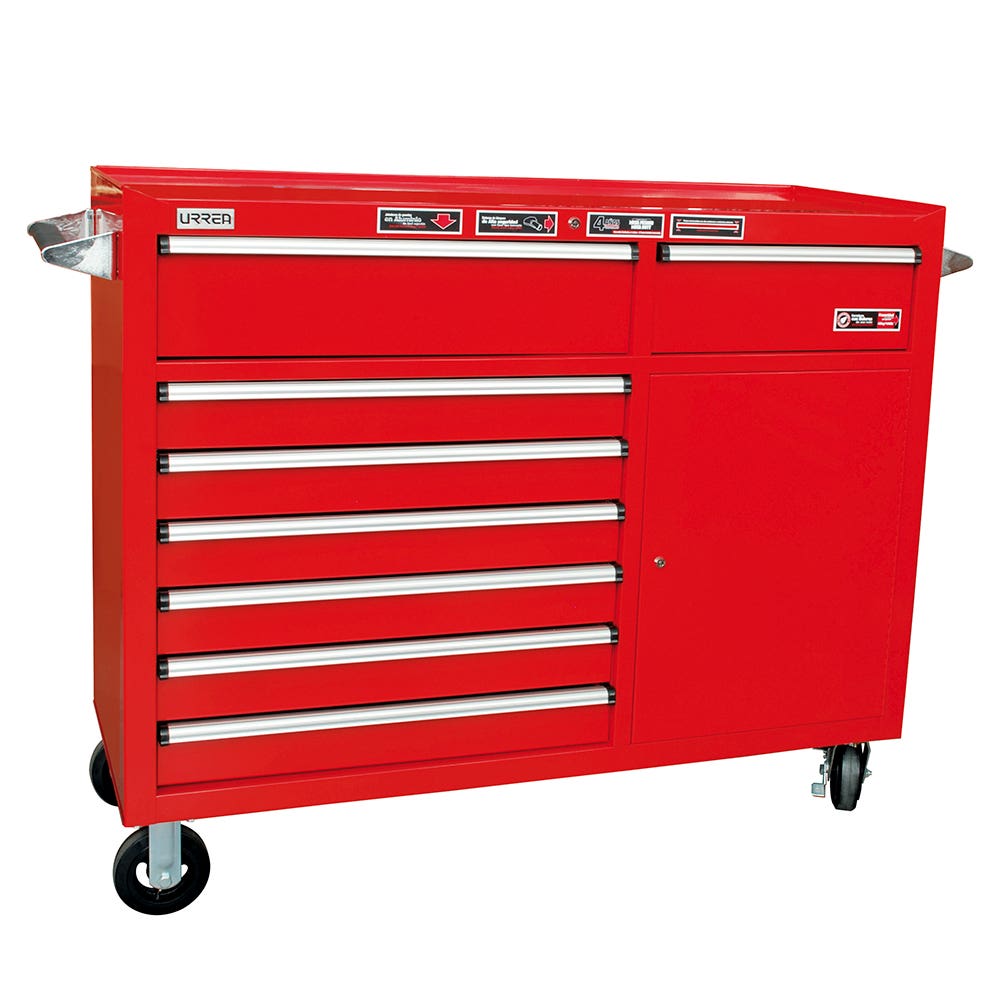 Gabinete móvil 8 gavetas color rojo serie M 56" Urrea