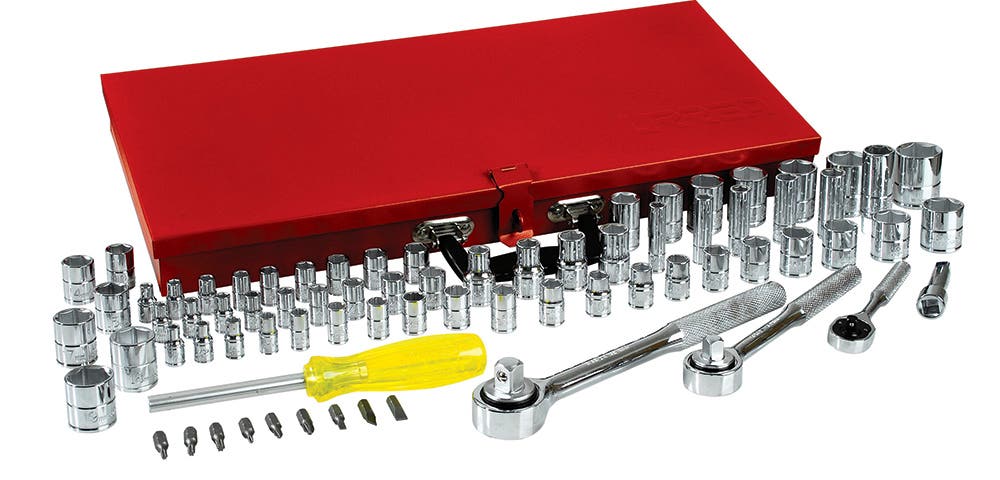 [475254] Juego de dados y accesorios cuadro de 1/4", 3/8" y 1/2" combinado, 76 piezas Urrea