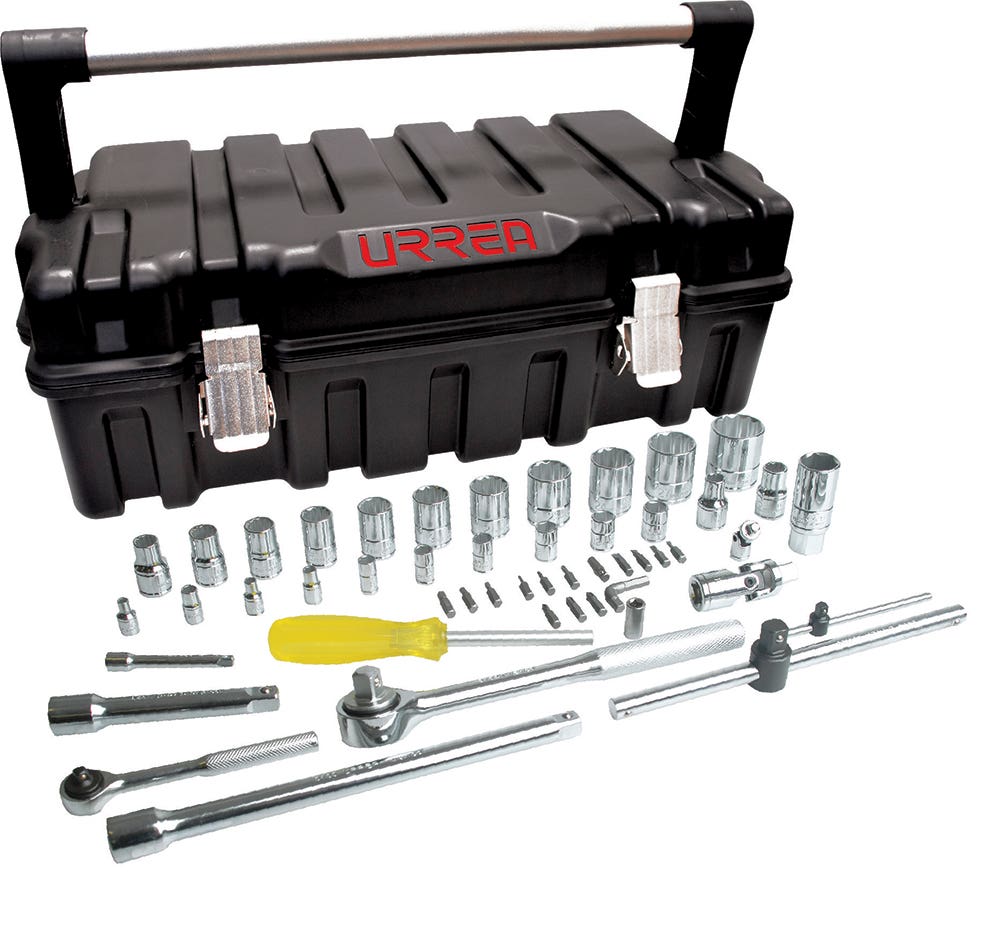 Juego de dados y accesorios cuadro de 1/4" y 1/2" métrico, 51 piezas Urrea