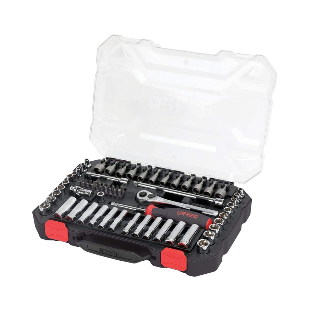 [4701CD] Juego de dados y accesorios cuadro de 1/4" combinado, 70 piezas Urrea