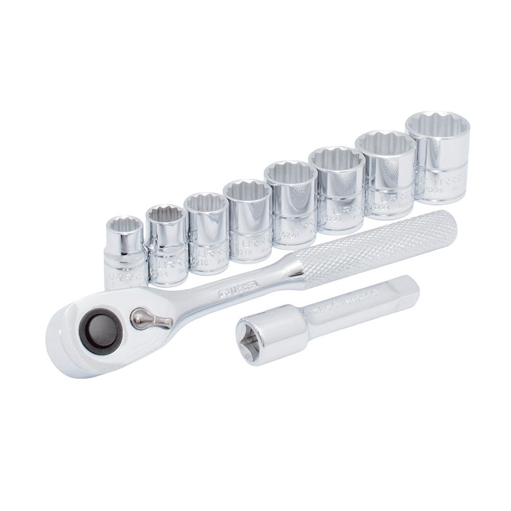 [JBUA02S] Juego de dados y accesorios cuadro de 3/8" en pulgadas, 10 piezas Urrea