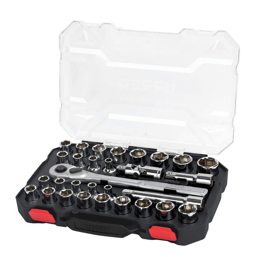 Juego de dados y accesorios cuadro de 1/2" combinado, 30 piezas Urrea