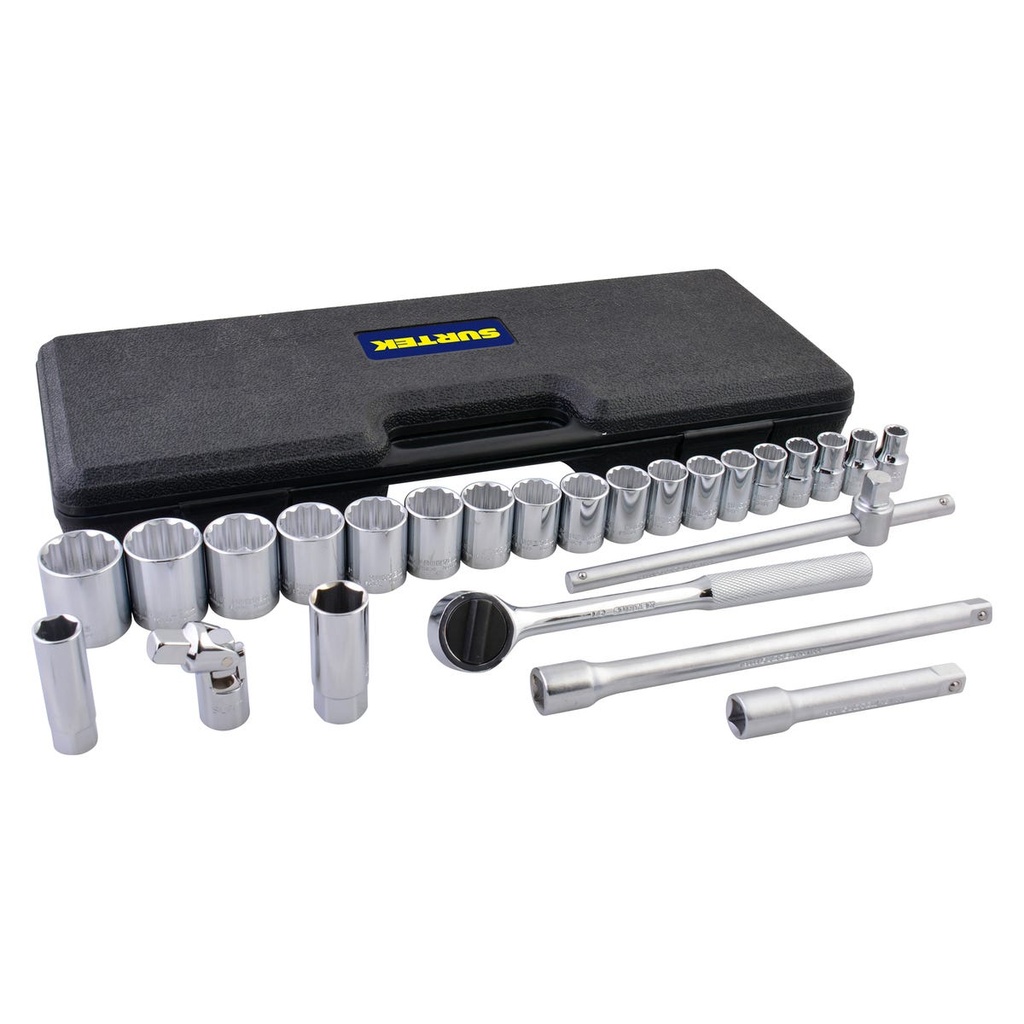 Juego de dados y accesorios cuadro de 1/2" en pulgadas, 25 piezas Surtek