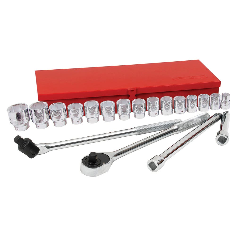 Juego de dados y accesorios cuadro de 3/4" métrico 6 puntas, 20 piezas Urrea