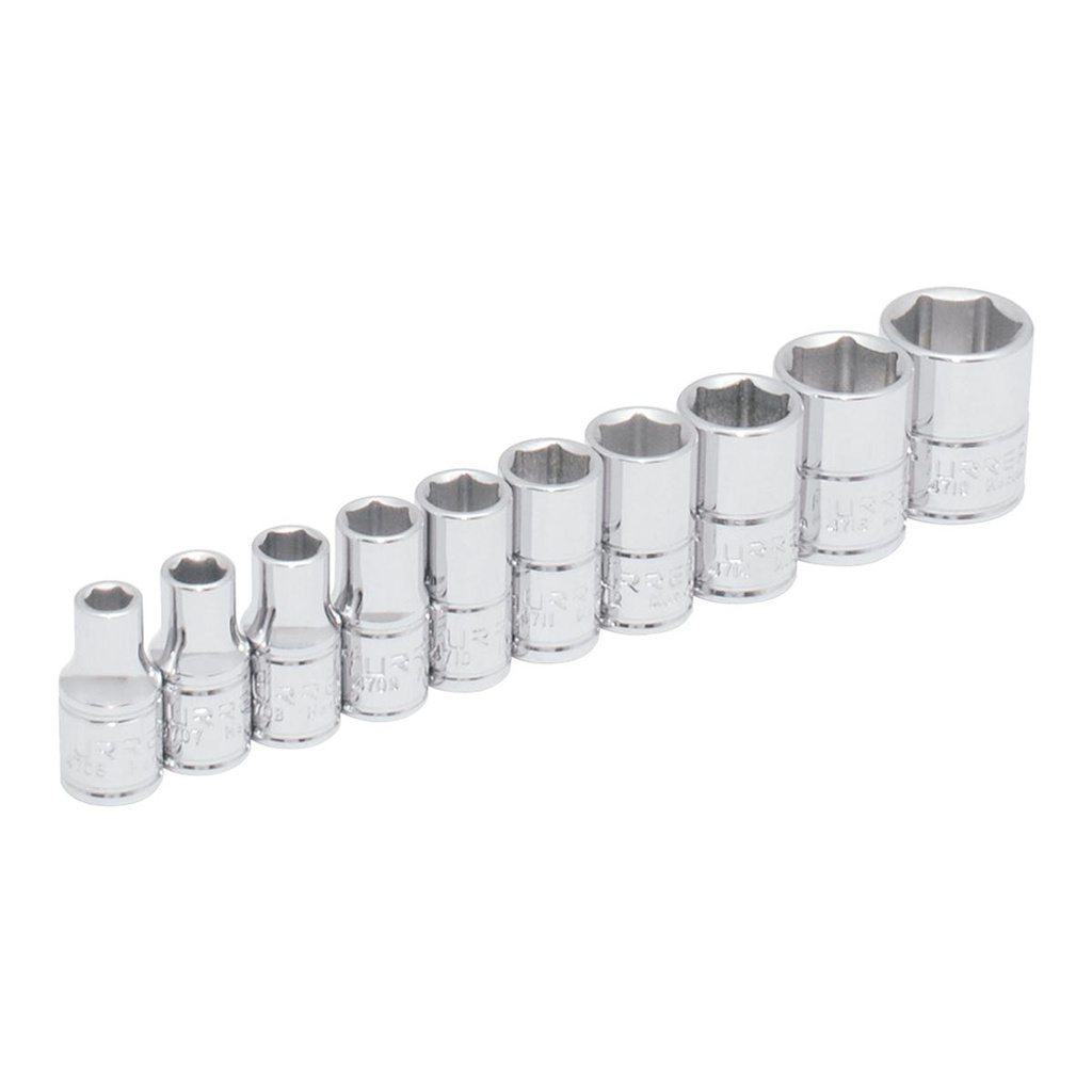 Juego de dados cuadro de 1/4" en pulgadas, 10 piezas Urrea