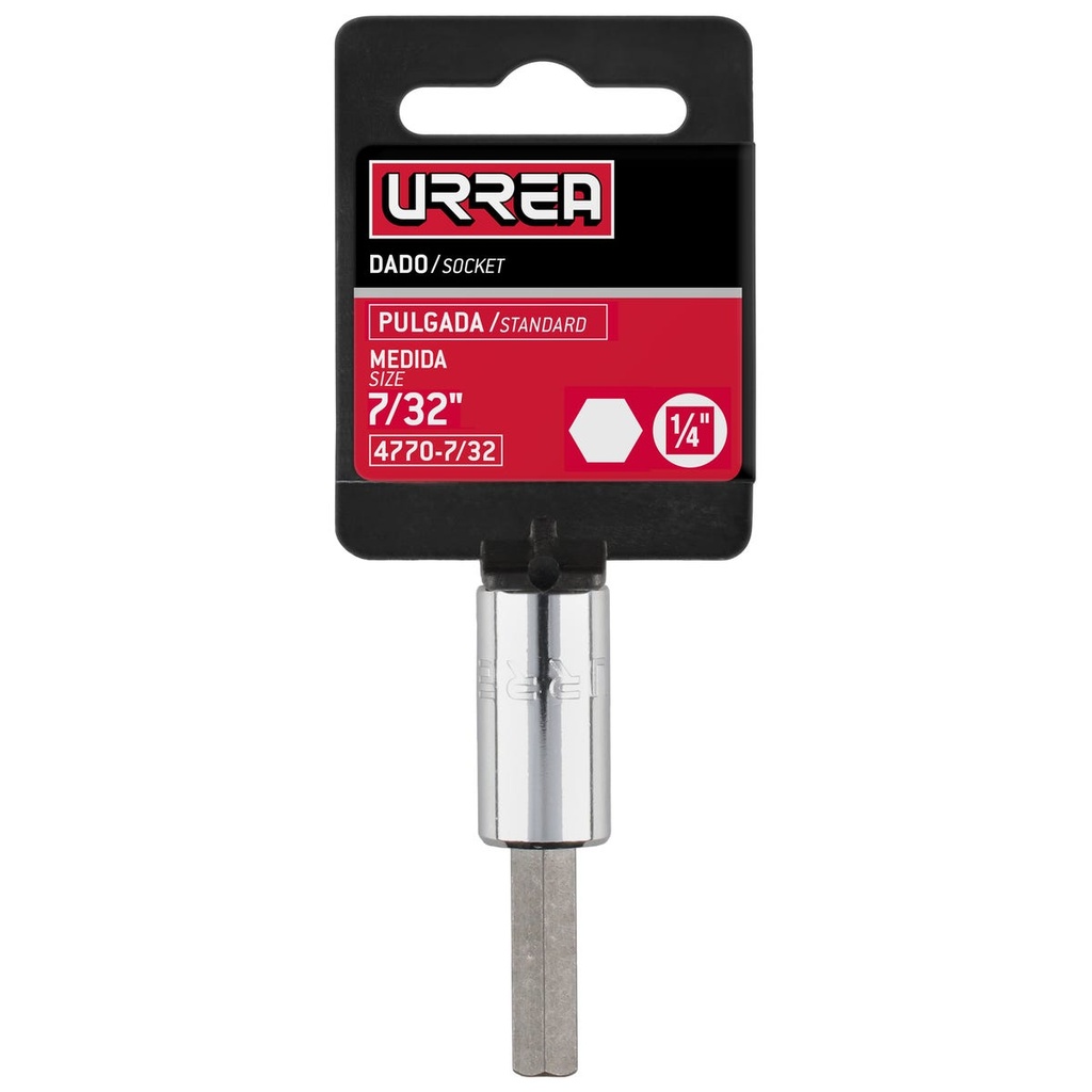 Dado con punta hexagonal cuadro de 1/4", en pulgadas, 7/32" Urrea