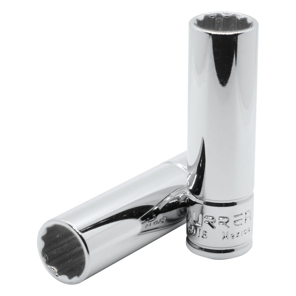 Dado largo cuadro de 3/8", 12 puntas, métrico, 19 mm Urrea