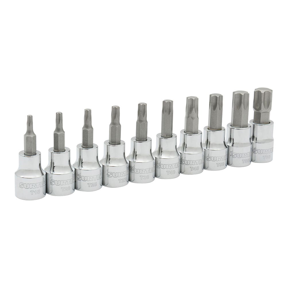 [F5100T] Juego de dados con punta torx cuadro de 3/8", 10 piezas Surtek