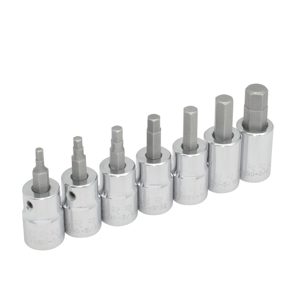 Juego de dados punta hexagonal cuadro de 3/8", en pulgadas, 7 piezas Urrea
