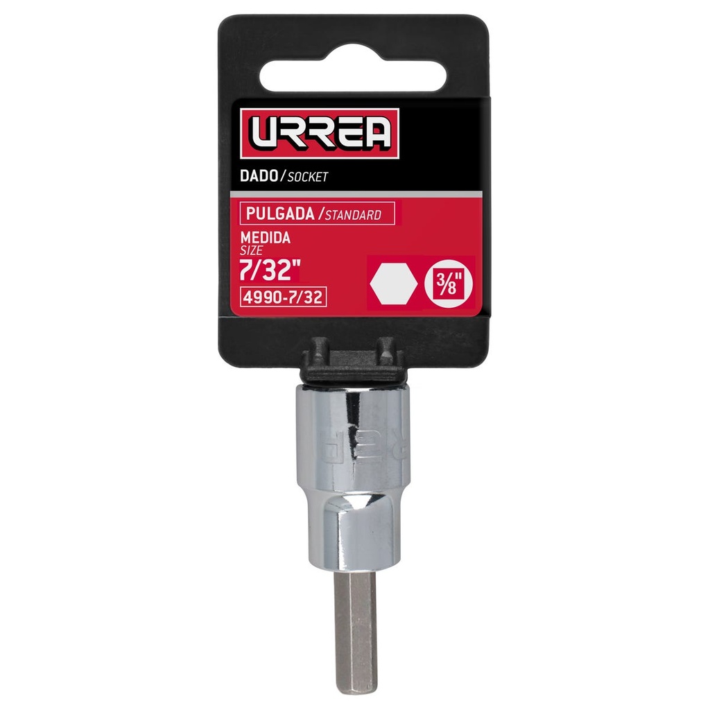 [4990-7/32] Dado con punta hexagonal cuadro de 3/8", en pulgadas, 7/32" Urrea