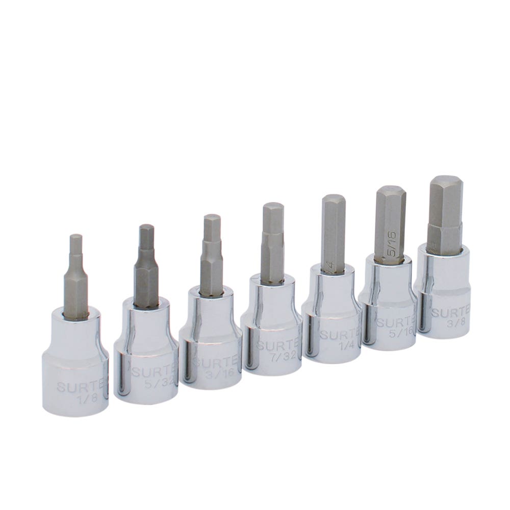 Juego de dados punta hexagonal cuadro de 3/8", en pulgadas, 7 piezas Surtek