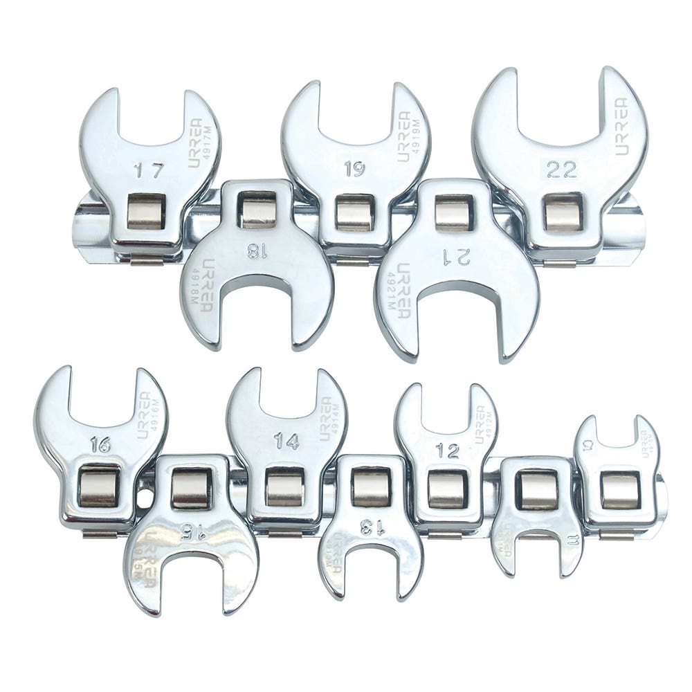 Juego de llaves pata de cuervo cuadro de 3/8", métricas, 12 piezas Urrea