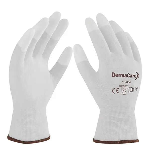 Guante De Nylon Blanco Con Recubrimiento De Poliuretano