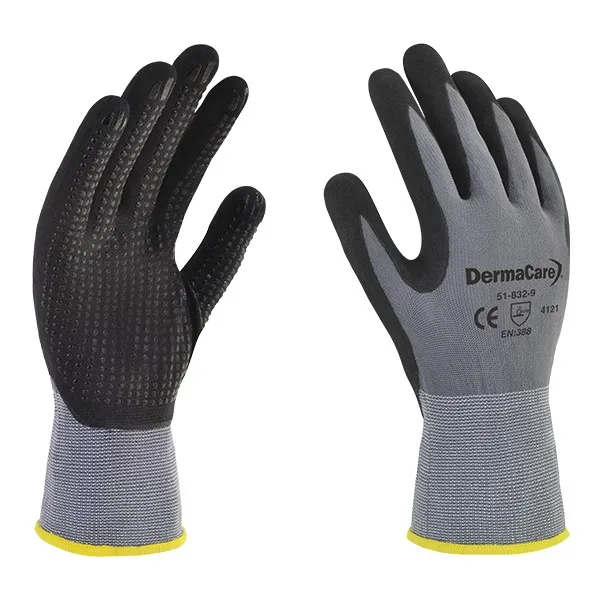 Guante de Nylon Gris con Puntos de Nitrilo