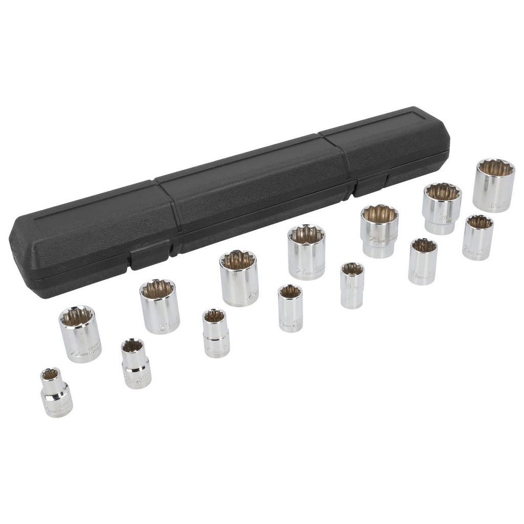 Juego de dados cuadro de 1/2", 12 puntas, métricos, 14 piezas Surtek