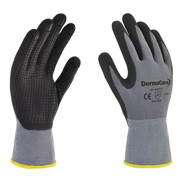 Guante De Nylon Gris Con Puntos De Nitrilo