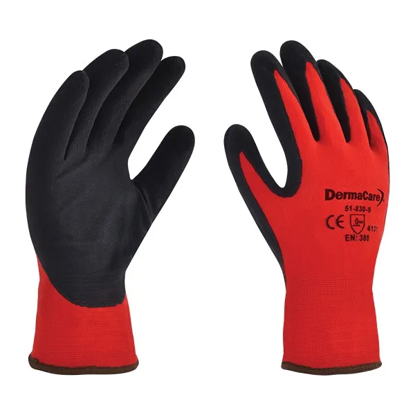 [51-830-5] Guante De Nylon Rojo Con Agarre De Polímero (5)