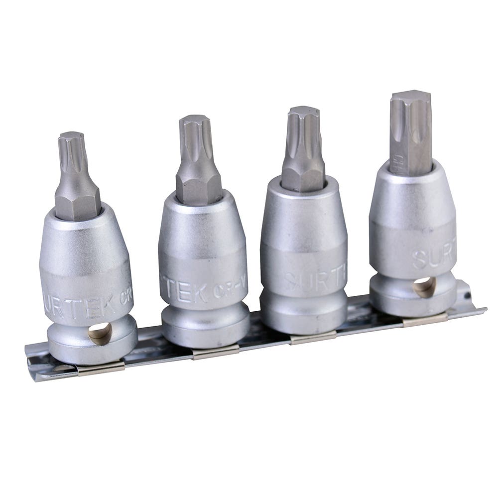 Juego de dados con punta torx cuadro de 1/2", 4 piezas Surtek