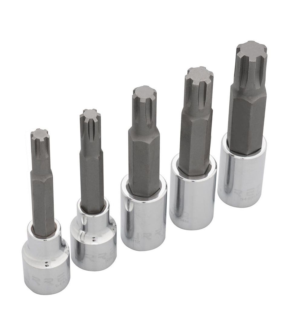 Juego de dados con punta ribe cuadro de 1/2", en riel, 5 piezas Urrea