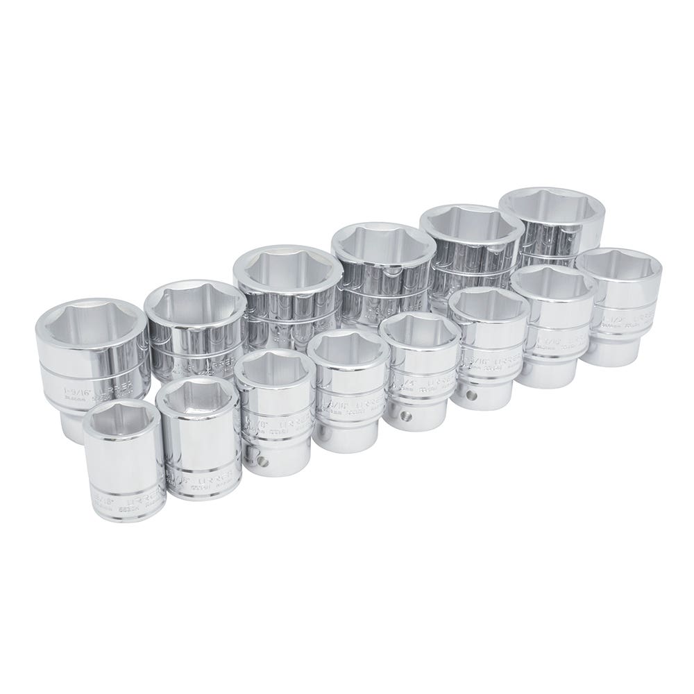 Juego de dados cuadro de 3/4", 6 puntas, en pulgadas, 14 piezas Urrea
