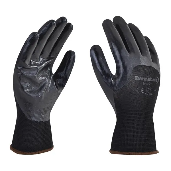 [51-811-5] Guante De Nylon Y Nitrilo Negro Dermacare (5)