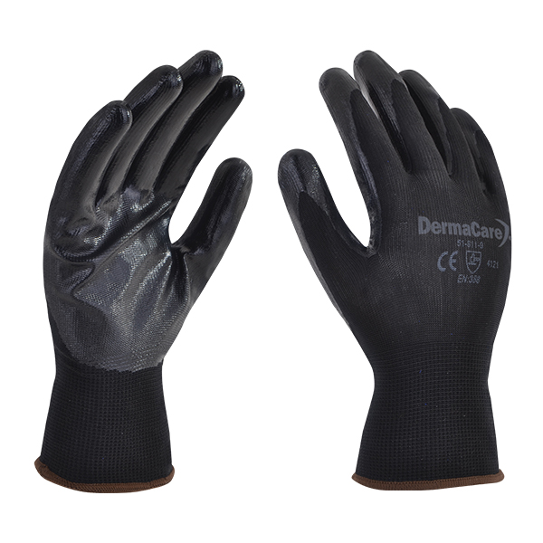 Guante De Nylon Y Nitrilo Negro Dermacare