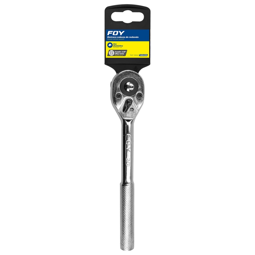 Matraca reversible cromada, para dado cuadro de 3/8" Foy