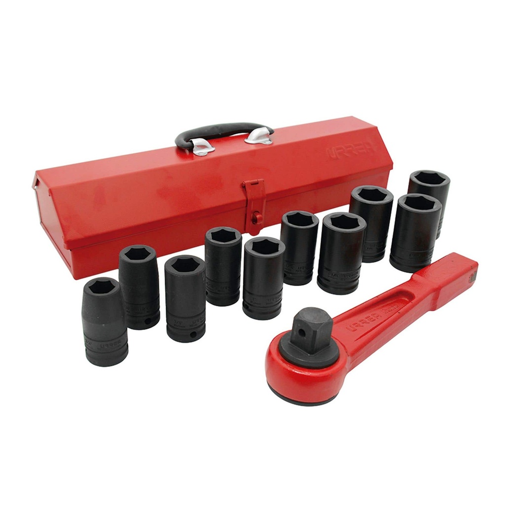 Juego de dados largos y accesorios de impacto cuadro de 3/4", en pulgadas, 12 piezas Urrea