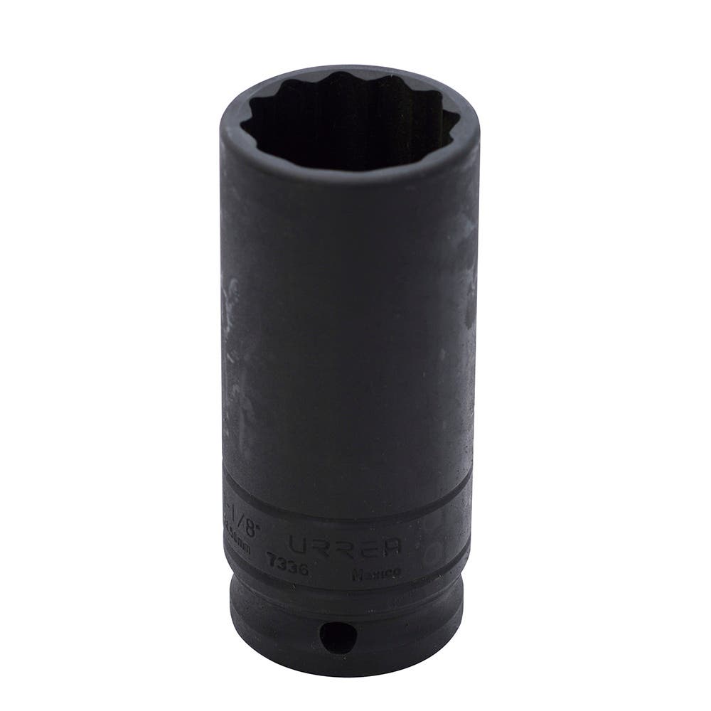 Dado de impacto largo cuadro de 1/2", 12 puntas, en pulgadas, 1-1/8" Urrea