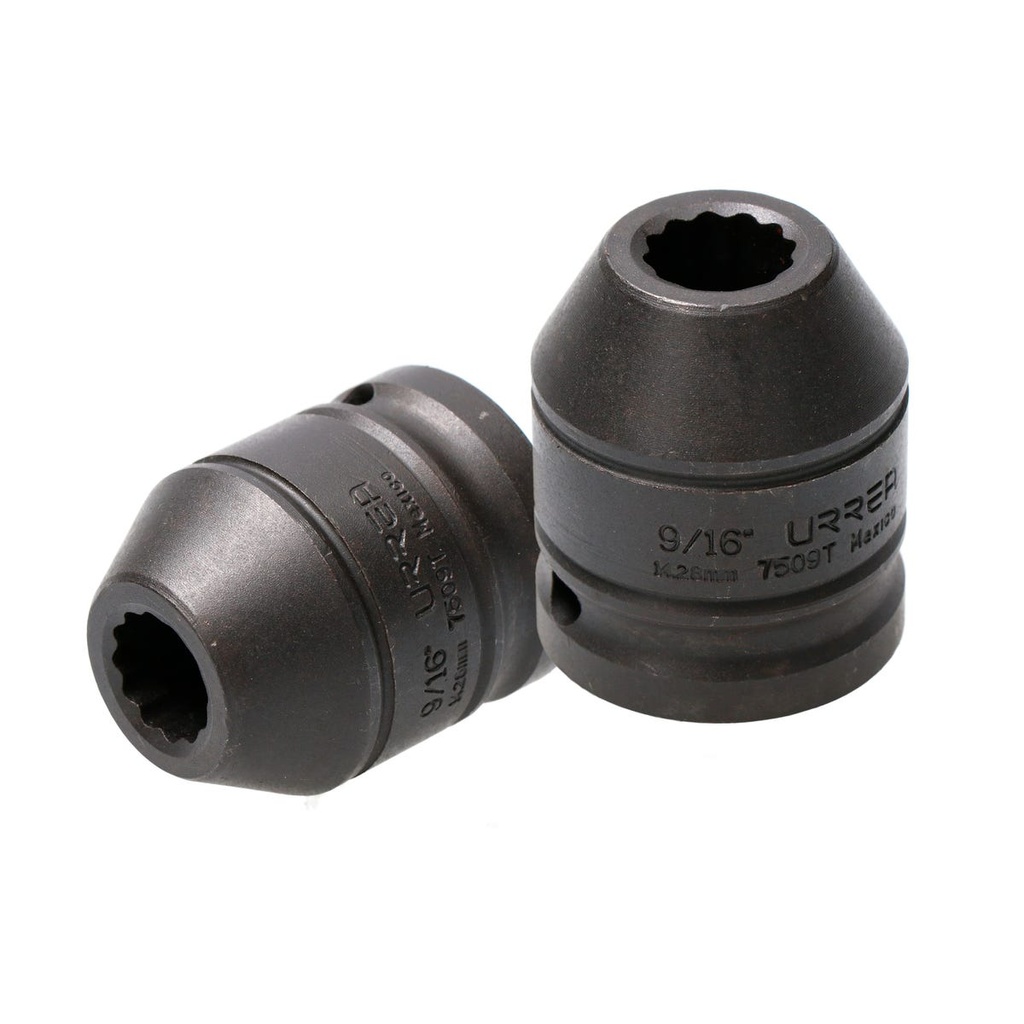 Dado de impacto cuadro de 3/4", 12 puntas, en pulgadas, 9/16" Urrea