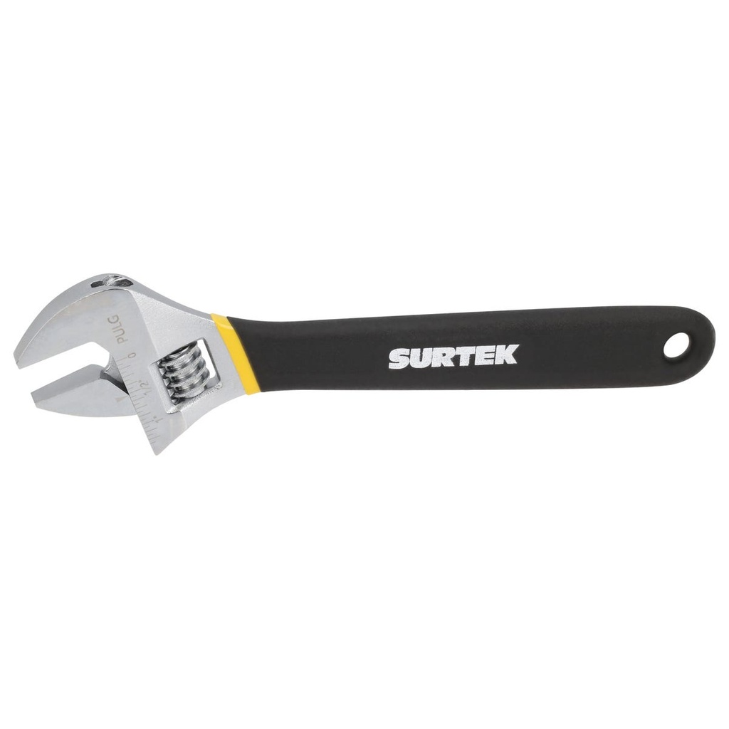 Llave ajustable cromada con mango Rubber grip de plastisol 10" Surtek