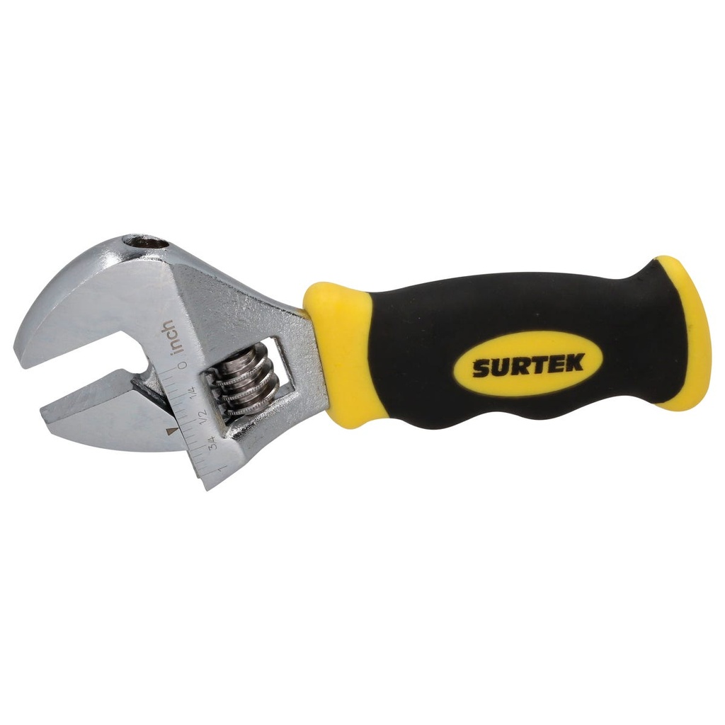 Llave ajustable cromada corta con mango Rubber grip 6" Surtek