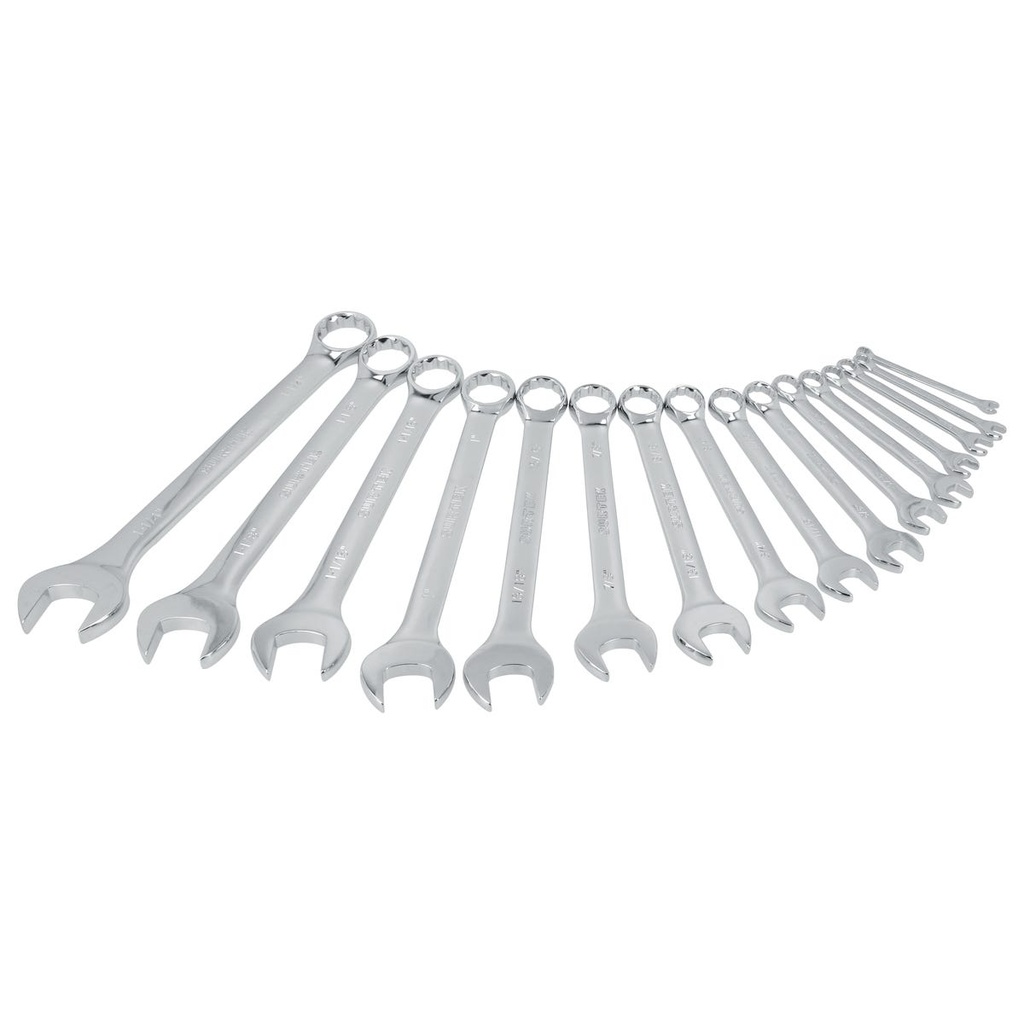 Juego de llaves combinadas pulido espejo en pulgadas, 12 puntas, 16 piezas en estuche Surtek