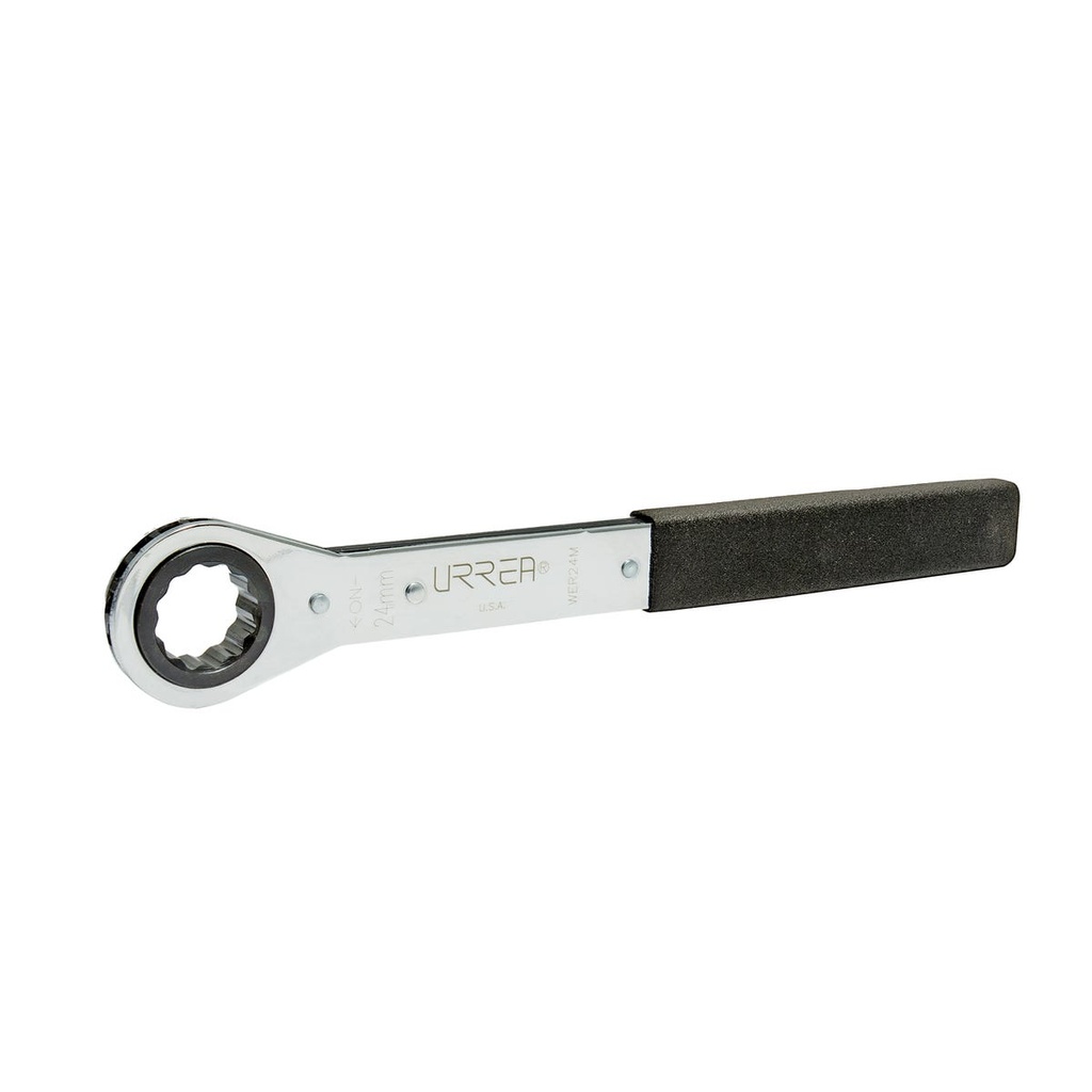 Llave de estrías pulido espejo plana de matraca métrica, 12 puntas, 24 mm Urrea