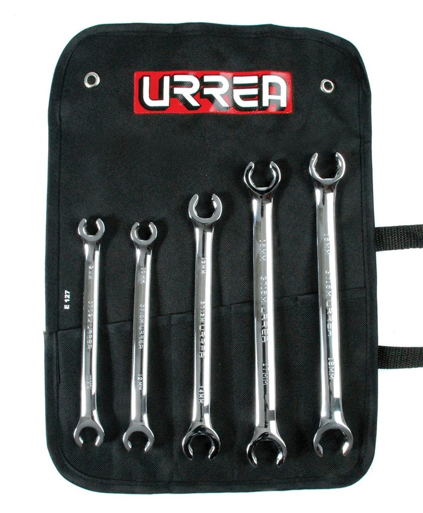 Juego de llaves abocinadas pulido espejo métricas, 6 puntas, 5 piezas en estuche Urrea