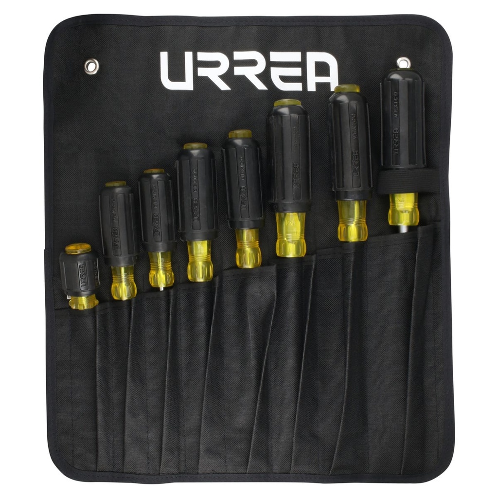 Juego de destornilladores con mango cushion grip, combinados, 8 piezas en caja de cartón Urrea