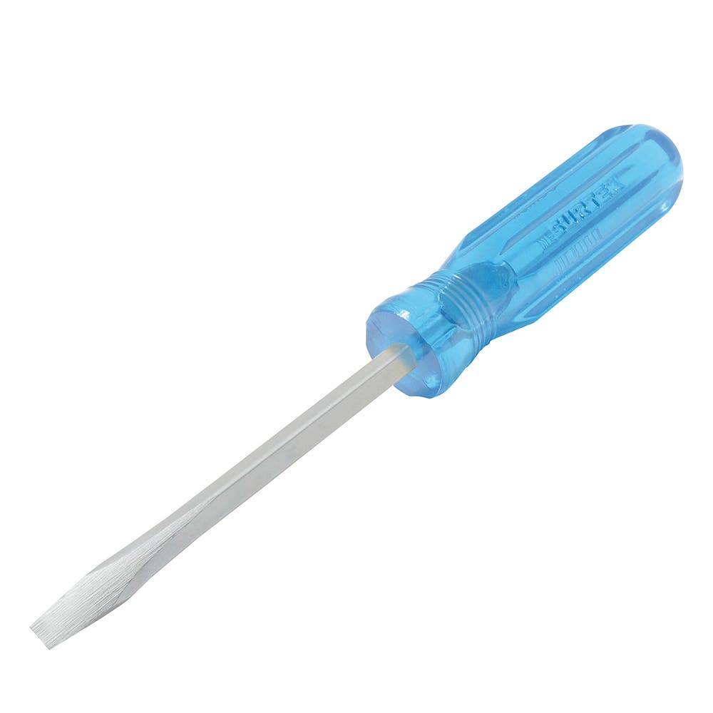 Destornillador con mango azul, punta plana barra cuadrada 1/4" x 4" Surtek