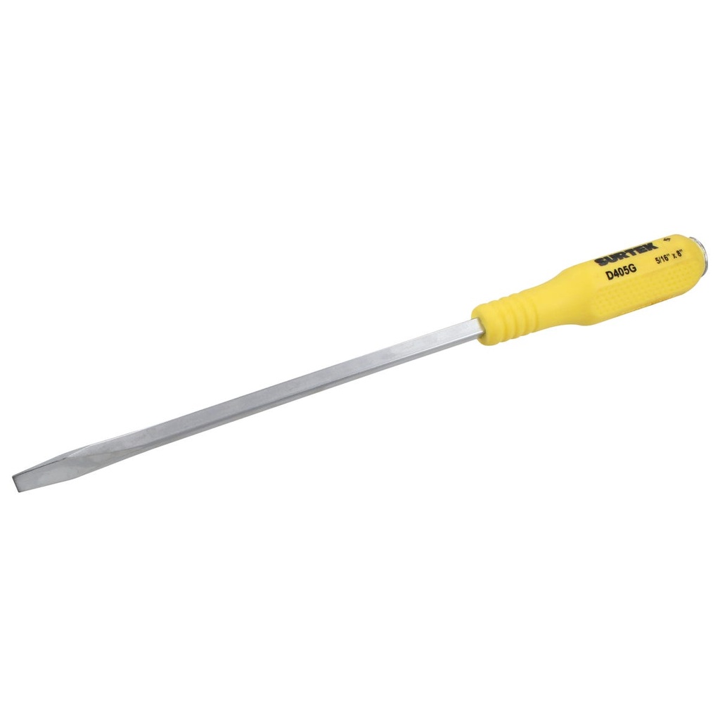 Destornillador con mango amarillo de golpe, punta plana barra cuadrada 5/16" x 8" Surtek