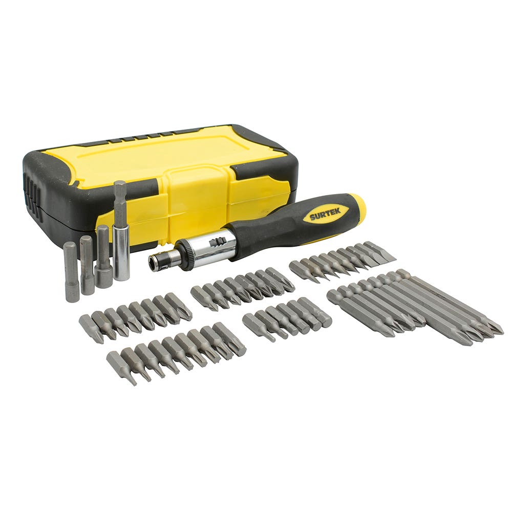 Juego de puntas y accesorios hexágono de 1/4", 53 piezas en blíster Surtek