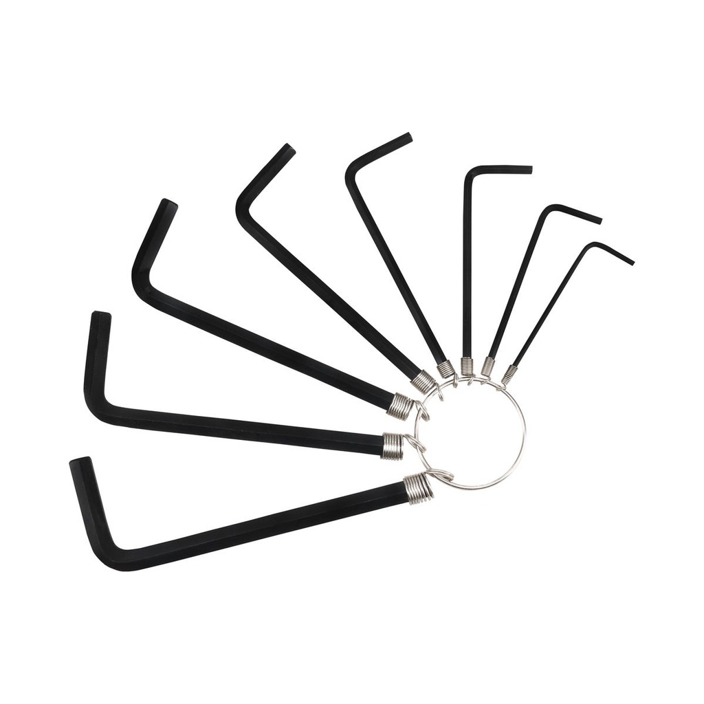 Juego de llaves hexagonales tipo "L", métricas, 8 piezas en argolla Foy