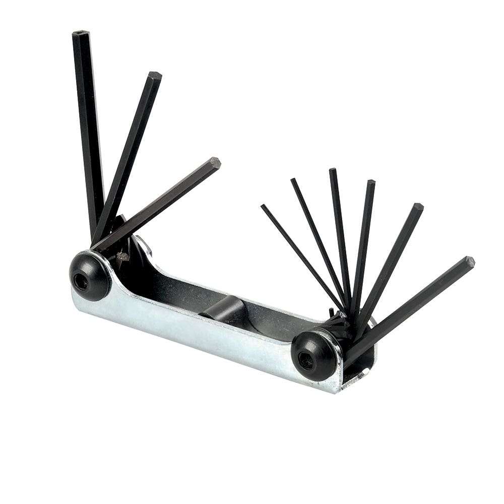 Juego de llaves hexagonales tipo navaja en pulgadas .050" a 3/16 " estuche metálico, 9 pz Urrea