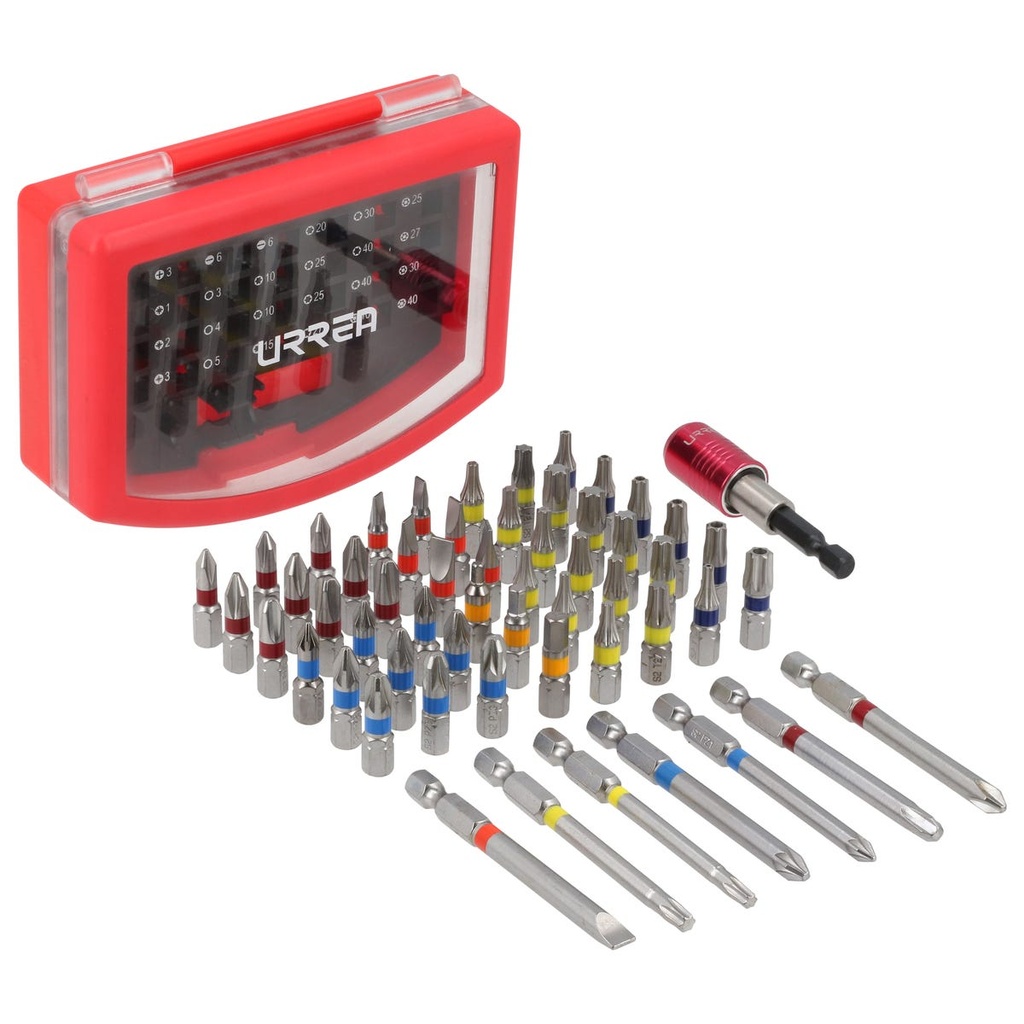 Juego combinado de puntas hexágono de 1/4" con adaptador magnético de poder, 56pz en cajaP Urrea