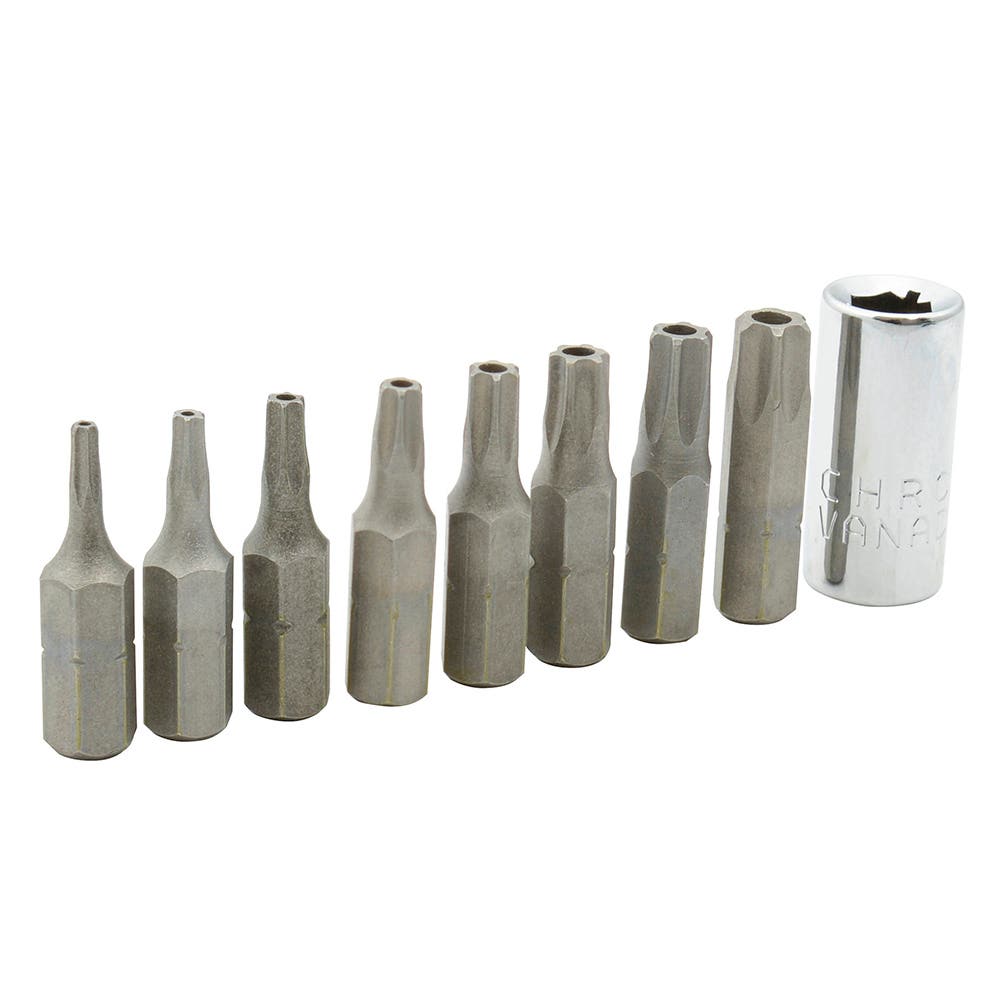 Juego de puntas torx de seguridad hexágono de 1/4", 9 piezas en blíster Surtek