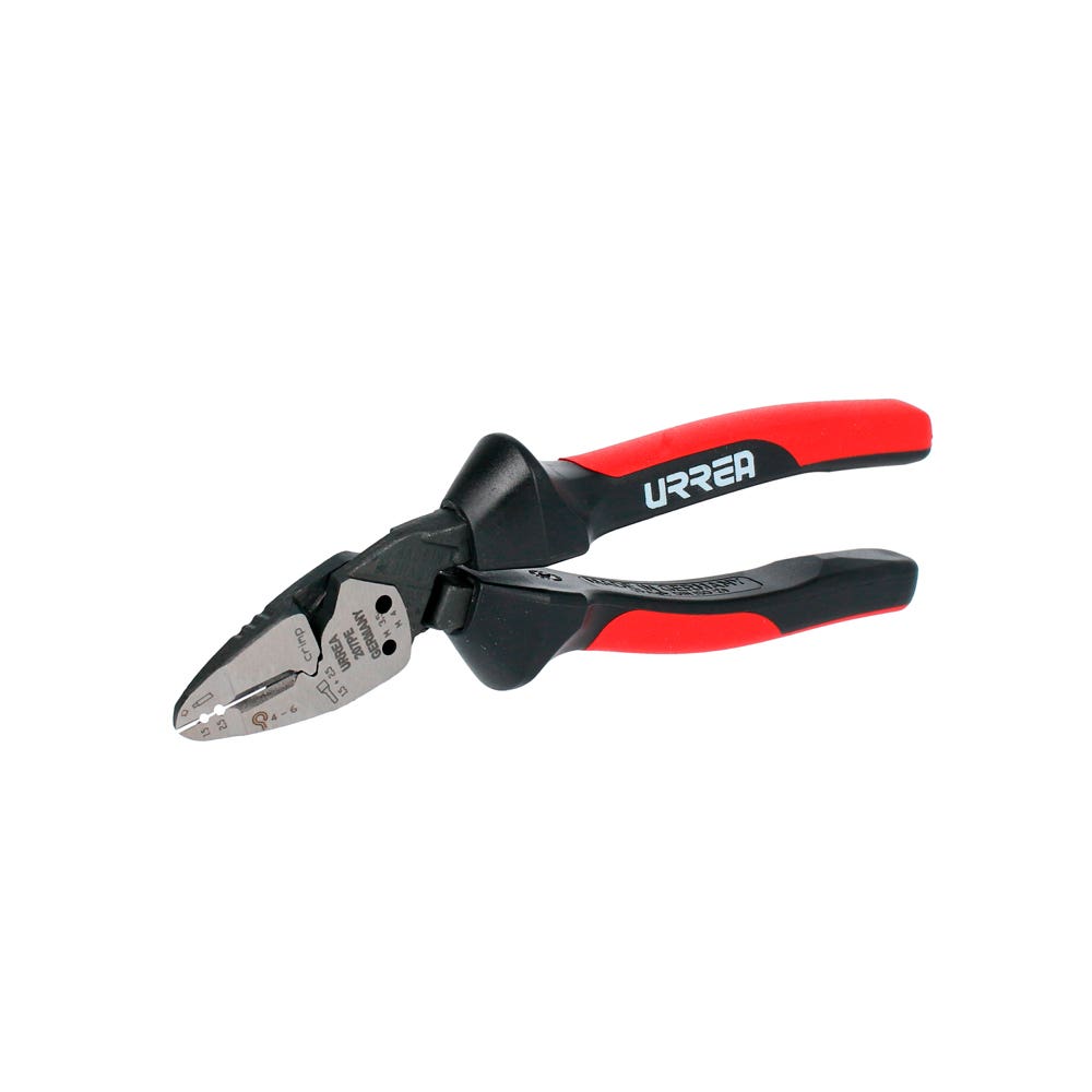 Pinza para electricista con mango bimaterial ergonómica alta palanca corte diagonal de 7" Urrea