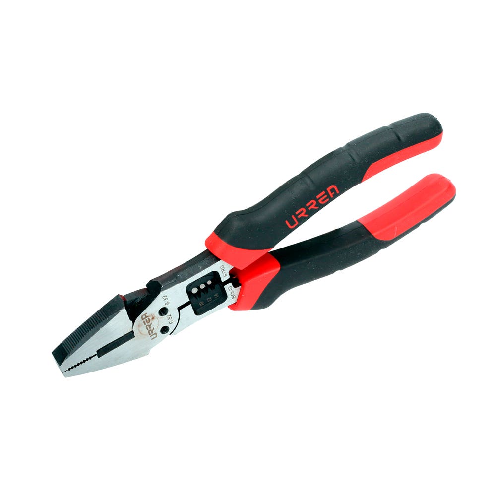 Pinza multipropósitos con mango bimaterial punta universal corte lateral de 8" Urrea