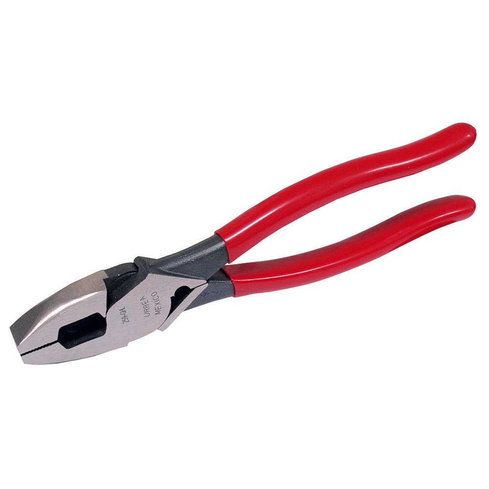 Pinza para electricista con mango rubber grip alta palanca con poncha terminal de 9-5/16" Urrea